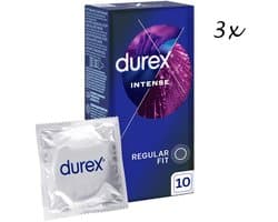 Durex Condooms – Orgasm Intense - 30 Stuks (3 x 10) – Met Ribbels voor Maximale Stimulatie -Discreet en Stevig Verpakt - Met Kwantumkorting