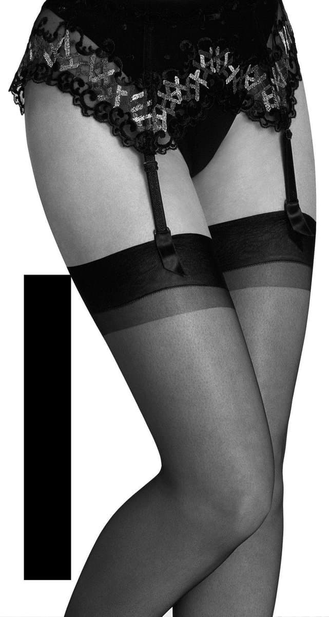 Clio Kousen - Jarretel Kousen - Kousen - Glad Boord - 100% Nylon - 15 Den. - T6 - XXL - Zwart — afbeelding 1
