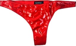 BamBella® Erotische slip- Maat L/XL- Wetlook String Dames - Rood Datex mix latex en stof ondergoed Sexy BDSM kleding — thumbnail 1