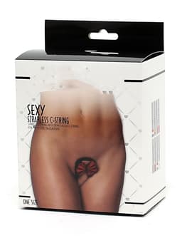 Nooitmeersaai - Strapless C-string met rode strik - Polyester/Elastaan - Zwart/rood - One-size — thumbnail 4