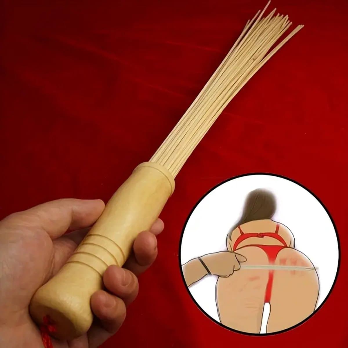 Lange Erotische Zweep – 56 cm – Rotan Cane met Houten Handvat – Dominantie Sexspeeltjes voor Koppels - BDSM Sex Toys Vrouwen — afbeelding 1