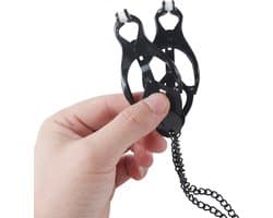 Banoch | Pinces de M. Noir | Clover Clamps - tepelklemmen zwart met ketting