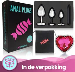 CheekyTreats Metalen Buttplug Set – 3-delig met Vibrator – Luxe Zwaar Model met Rode Kristal – Gepolijst Metaal – Voor Mannen en Vrouwen — thumbnail 4