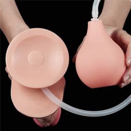 Spuitende Realistische Dildo met Knijpbal - 25.4 cm - Squirting Dildo - Met zuignap - Met balzak - Sex Toys — thumbnail 2