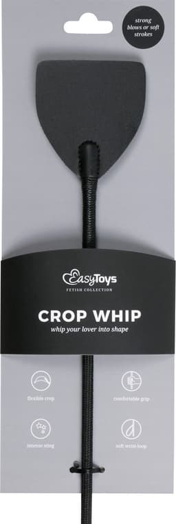 EasyToys - Leren Zweep met Lange Steel - Spanking Paddle - Kinky Leren Zweep - Bondage Set - BDSM - Bondage - Sex Toys voor Vrouwen en Mannen - Zwart — thumbnail 3