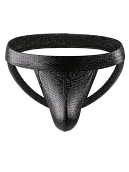 LekkerStout Jockstrap - Zwart - PU Leder - Honingraat - Maat L | LS192 — thumbnail 1