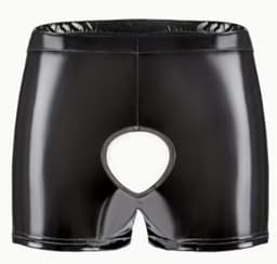 BamBella ® - Boxer short Maat S/M Datex Zwart (Latex en stof SM kleding BDSM met rits erotische heren kleding ondergoed lingerie onderbroek zwart — thumbnail 1