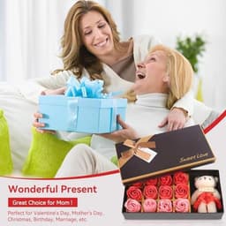 12 Rozen Zeep Bloemen Gift Set voor Vrouwen - Romantisch Valentijnsdag Cadeau met Pluche Beer — thumbnail 3