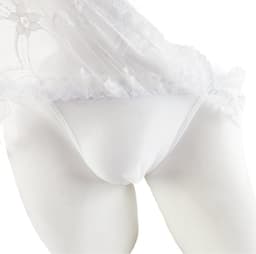 BamBella ® - Slip- maat Onesize S M L - Wit Sexy erotische heren onderbroek mannen kant stof — thumbnail 3
