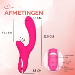 Erodit® Double Pleasure 2 in 1 vibrator roze- G-spot- zuig- luchtdruk vibrator- vibrerende dildo -G-spot/clitoris stimulator–een echte womanizer met zuig en vibratie modus - sex toy/seksspeeltjes voor vrouwen – mannen -koppels — thumbnail 2