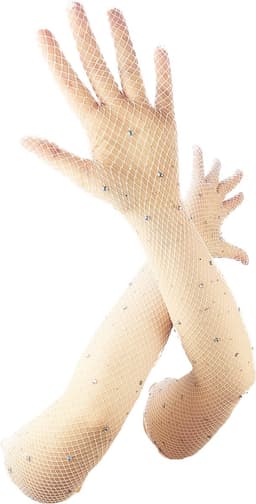 BamBella® Sexy Erotische Handschoenen Kant met steentjes Wit onesize — thumbnail 2