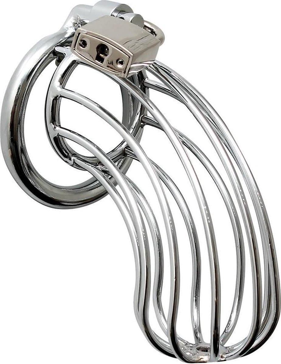 Rimba - Kuisheidskooi - Verchroomde Metalen Peniskooi Met Hangslot - Gaasvormig - One Size — afbeelding 1