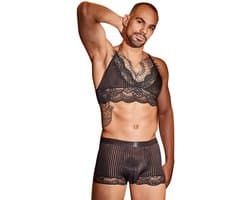 Sexy Lace Herenshirt en Boxershort Set - Zwart - Nieuwe stijl - Herenshirt en Boxershort - Lingerie voor Mannen - Onderbroek - Ondergoed - Sexy Herenlingerie - Zeer elastisch - Erotisch en sexy - Bikini - Sexy - Boxershort - Zacht en comfortabel