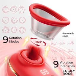 Engily Ross - Lizer - Tong Vibrator - Lik en Zuig Functie - Vacuümpomp - Likkende Vagina Zuiger - Vibrator voor Vrouwen - Tepels - Clitoris - Beffen - Seksspeeltje voor Vrouwen - Rood — thumbnail 5