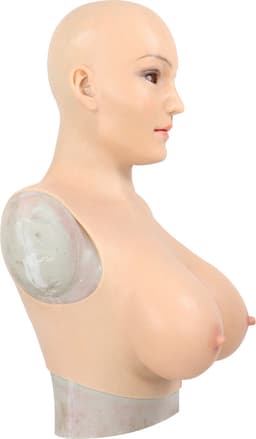 Siliconen borst + gezicht combinatie - 100% Medische Hypoallergene Siliconen - Realistisch - Crossdresser - Transgender - Travestiet - Mastectomie - Hoofd - Gezichtsmasker - Female Face - Femboy - kunstborst - fake boob - siliconen borsten - nepborst — thumbnail 5