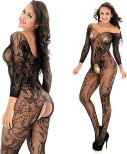 Sexy open Bodystocking, Erotische Body Panty, Sexy Catsuit met Open Kruisje.Ook voor  Cadeau. — thumbnail 1