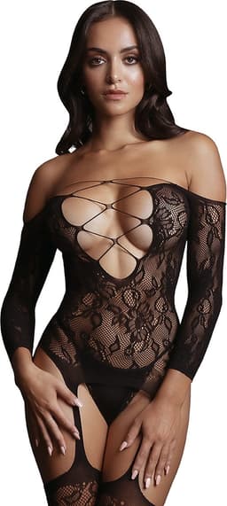 Criss Cross Neck Bodystocking - One Size — thumbnail 1
