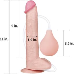 LoveToy squirt extreme spuitende dildo - 28 cm - Φ4.8 cm - met ballen en zuignap — thumbnail 2