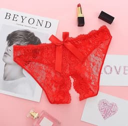 Erotische String Met Open Kruis & Strikje Sexy Slip/ Slipje I Sexy String I Erotisch Ondergoed I One Size I Rood — thumbnail 4