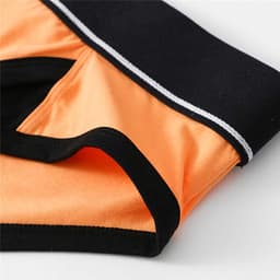 Oranje strakke heren slip met penis gat - BDSM ondergoed mannen - Korte string - Rollenspel - Erotiek - Zeer goede dikke kwaliteit polyester — thumbnail 4