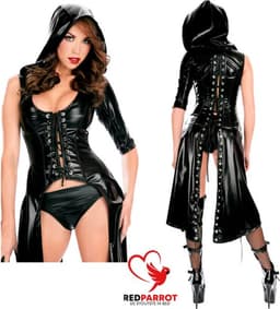 Lederen BDSM bondage jurk - Latex wetlook kleding - SM Meesteres - Rollenspel - Leer — thumbnail 2