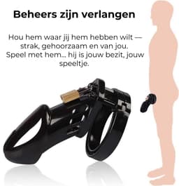 Intenz® Kuisheidskooi - Zwart - Chastity Cage - Groot - Peniskooi - Sex Toys voor Koppels - Inclusief Slotje — thumbnail 4
