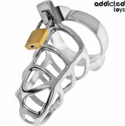 Addicted Toys Locked - Silver Lock Metal Penis Cage Size S — thumbnail 3