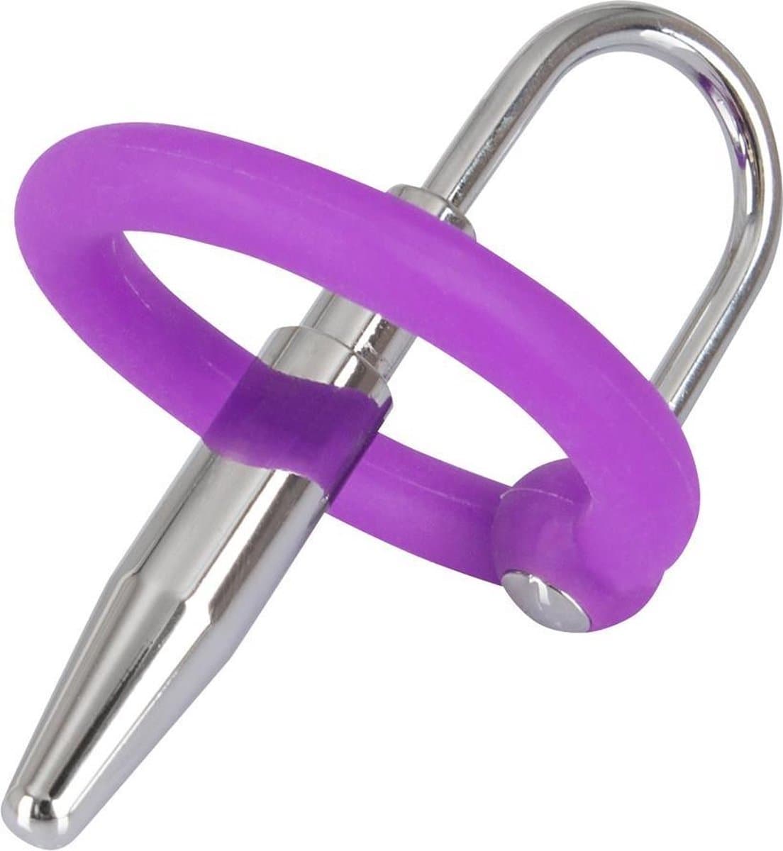 You2Toys – Stalen Dilator Penis Plug met Siliconen Eikel Ring voor de Gewillige Onderdaan - Zilver — afbeelding 1