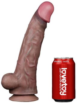 LoveToy - Dubbellaagse siliconen dildo 29.5 cm (Ø 5.5 cm) - Bruin — thumbnail 5
