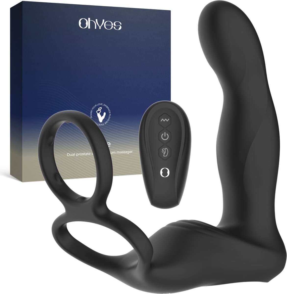 OHYES Prostaat Vibrator Mannen - Prostaat stimulator met cockring en afstandsbediening - Vibrerende buttplug - Anale speeltjes & Anaal vibrators — afbeelding 1