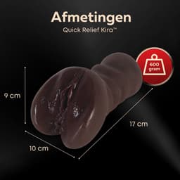 Quick Relief Kira™ - Masturbator - Pocket Pussy - 2 in 1 Vagina en Anus - Sex Toys voor Mannen - Realistisch - Zwart — thumbnail 2