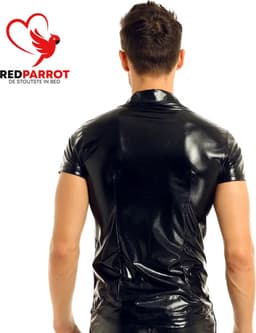 PU Lederen Overhemd - Heren - Blouse - Knoopjes - Erotisch Shirt - Zwart — thumbnail 5