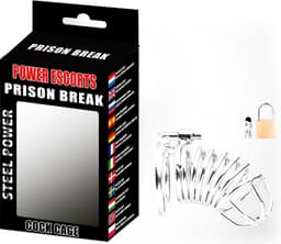 Power Escorts - Prison Break - Verstelbare Cockcage Met Slot - Kuisheidskooi  voor Mannen - Speeltje voor Mannen - Cockcage - Chasity cage - Groot Formaat -  50 mm - Big Size - BR88 - Metaal - gave Cadeaubox — thumbnail 3