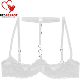 Erotische Beha Open Cup - Choker - Wit - Porno - Lingerie - Open Borsten - Sexy — thumbnail 3