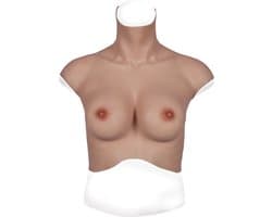 Siliconen Borst maat L / XL met rits! - Cup C - + kanten choker - 100% hypoallergene medische siliconen - Kunstmatige nepborst - Bodysuit - Crossdresser - Transgender - Travestiet - Femboy - prothesen - borstprothese - Wearable boobs - Body4Everybody