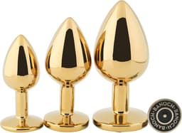 Banoch - Buttplug Aurora Hot Pink gold Large - gouden Metalen buttplug - Diamant steen - Roze — thumbnail 5