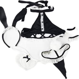 BamBella ® Sexy Cosplay Rollenspel kleding - Onesize - outfit dames Sex bunny dieren pak Zwart Wit set — thumbnail 3