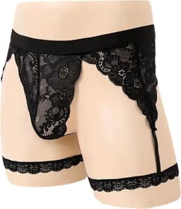 LekkerStout Heren Jarretel Ondergoed - Zwart - Sexy Herenondergoed | M-XL | ( LS162 ) — thumbnail 1