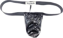 BamBella® Slip Datex (Latex & Stof ) voor mannen - S/M - Erotische Sexy SM BDSM Lingerie Heren - Zwart mannen ondergoed slip Reptiel print — thumbnail 4