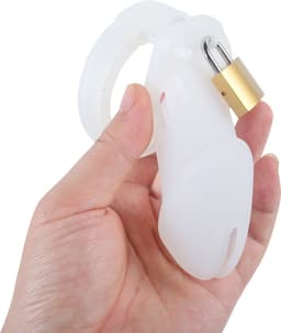 Banoch | Cockcage White | siliconen | witte Chastity Cage met 5 ringen | small / medium — thumbnail 2