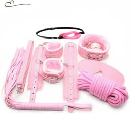 Erodit® Double gag bondage set roze - 8 delige set- verstelbare riemen - bondage- SM -seks speeltje - BDSM - beginners- koppels - erotisch spel - diepe penetratie- Sex spel - Erotiek- Seks speeltjes koppels - Mannen - Vrouwen — thumbnail 1