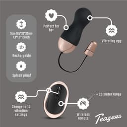 Teazers - Glad Vibratie Eitje - Oplaadbaar - Sex Toys voor Vrouwen - Vibrators voor Vrouwen - Vibratie Ei met Afstandsbediening - Sex Toys voor Koppels - Zwart/Roségoud — thumbnail 3