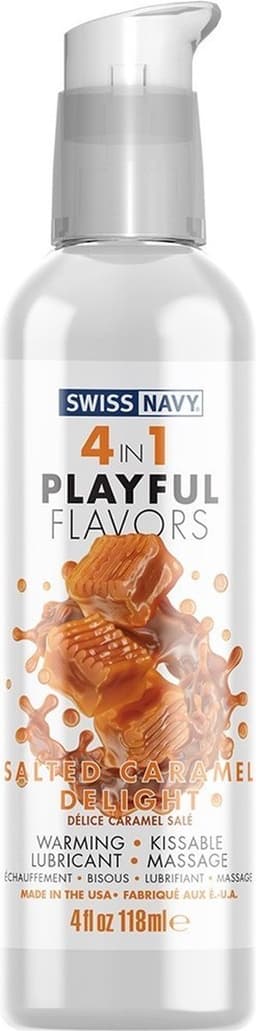 Swiss Navy - 4 in 1 Playful Flavors - Likbaar en Verwarmend Glijmiddel en Massage - Salted Caramel Delight — thumbnail 1