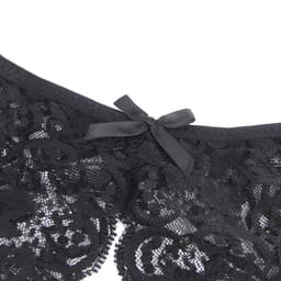 Zeloria Kant Open Kruis Dames Slip – Sexy Lingerie String Bandjes – Zwart – S — thumbnail 5