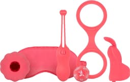 Erotische Geschenkset - Seksspeeltje - Koppels - Erotiek - Masturbator Sleeve - Oogmasker - Vinger Vibrator - Dobbelstenen - Handboeien - Vibrerende Kegelballen - Unisex - Roze - FeelzToys - You & Me — thumbnail 1