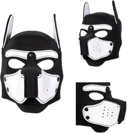 Honden Masker - Zwart & Wit - Puppy Play - BDSM Roleplay & Cosplay - Unisex - Sex Speeltjes Toys - Erotiek - Bondage Masker - OneSize — thumbnail 1