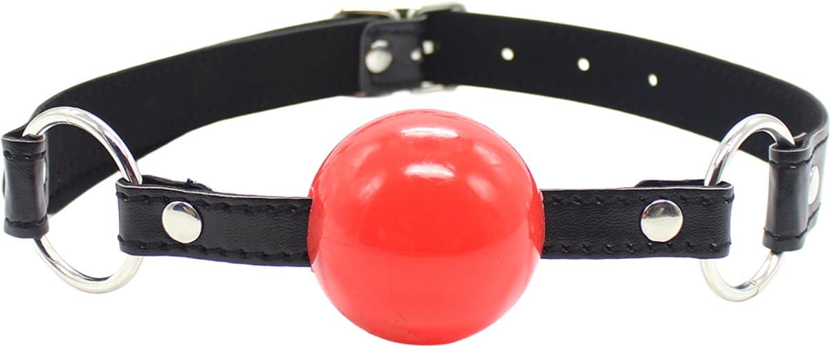 Smart Moves - Ball Gag - Plastic Bal - Bandje PU Leer - Zwart/Rood — afbeelding 1