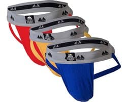 MM Sports Original Edition Swimmer/Jogger Jockstrap 2 inch Multipack 1x Red + 1x Yellow + 1x Blue - MAAT M - Heren Ondergoed - Jockstrap voor Man - Mannen Jock