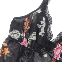 Zeloria Sexy Mesh Nachtjurk met Bloemenprint en Split – Transparante Lingerie Jurk met Kant en Slip – Verleidelijke Nightgown Dames – L — thumbnail 4