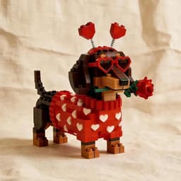 Dachshund Steen Set - Hond Bouwstenen - Decoratie Bouwen - Romantisch Hart Accessoire - 12x14x15 CM — thumbnail 3